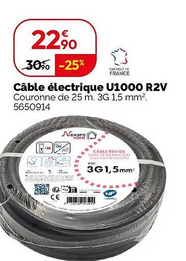Câble électrique U1000 R2V