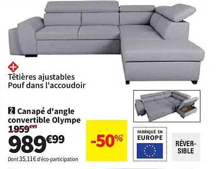 Canapé d'angle convertible Olympe