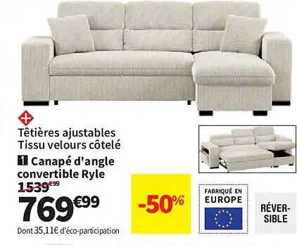 Canapé d'angle convertible Ryle