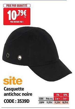 Casquette anti choc noire