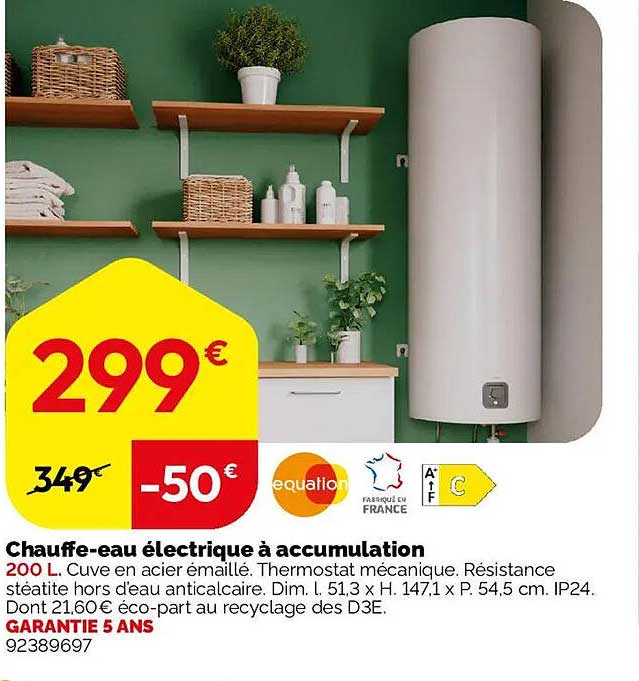 Chauffe-eau électrique à accumulation 200 L