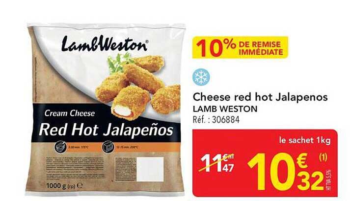 Cheese red hot Jalapenos LAMB WESTON