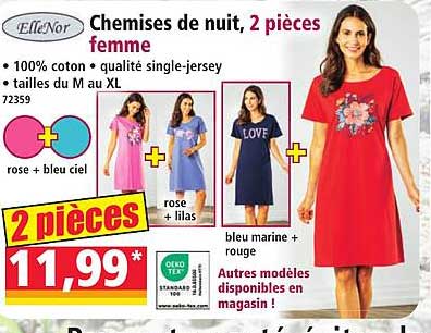 Chemises de nuit, 2 pièces femme