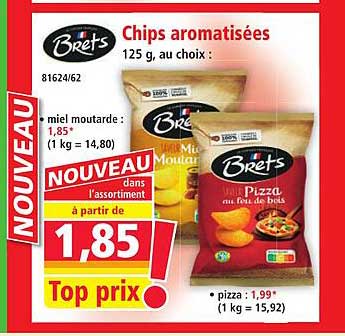 Chips aromatisées 125 g, au choix :