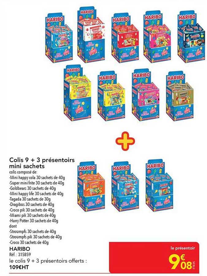 Colis 9 + 3 présentoirs mini sachets