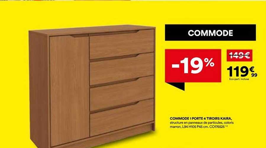 COMMODE 1 PORTE 4 TIROIRS KAIRA