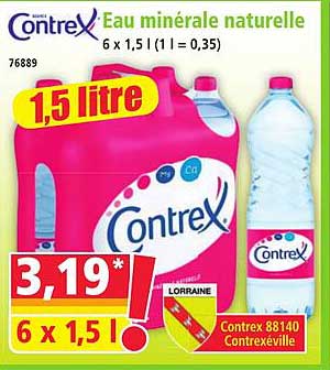 Contrex Eau minérale naturelle 6 x 1,5 l (1 l = 0,35)