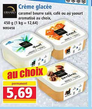 Crème glacée caramel beurre salé, café ou au yaourt aromatisé au choix