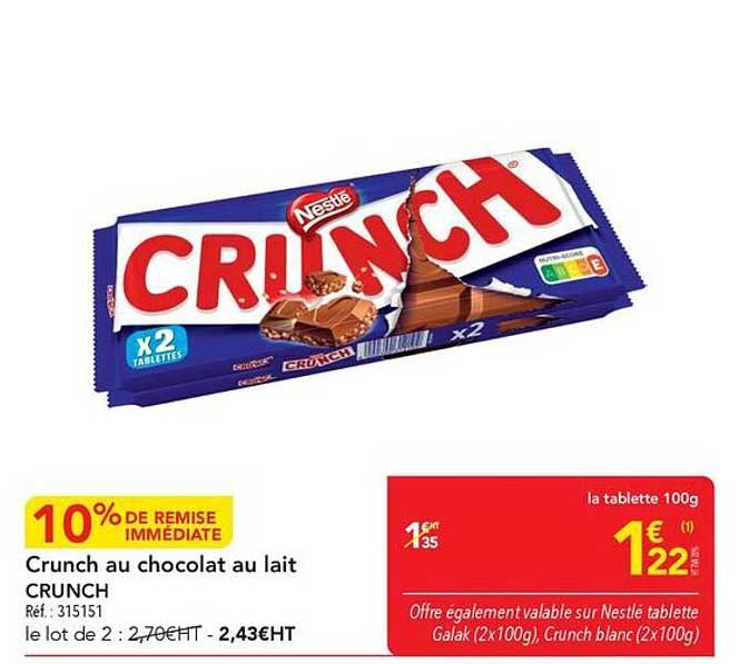 Crunch au chocolat au lait CRUNCH