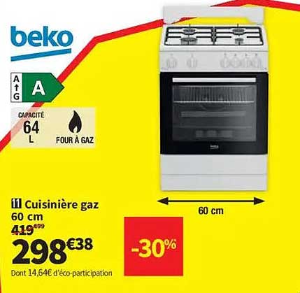 Cuisinière gaz 60 cm