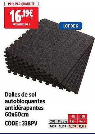Dalles de sol autobloquantes antidérapantes 60x60cm