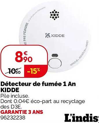 Détecteur de fumée 1 An KIDDE