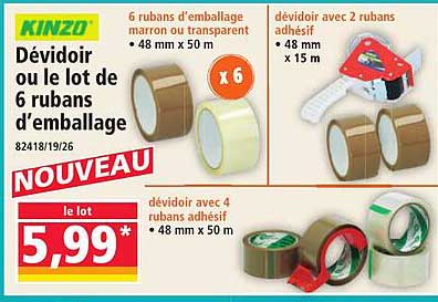 Dévidoir ou le lot de 6 rubans d’emballage