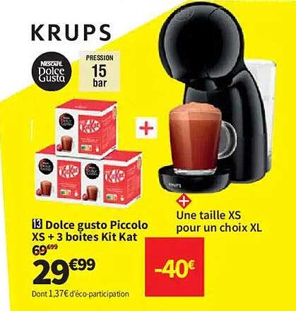 Dolce gusto Piccolo XS + 3 boites Kit Kat