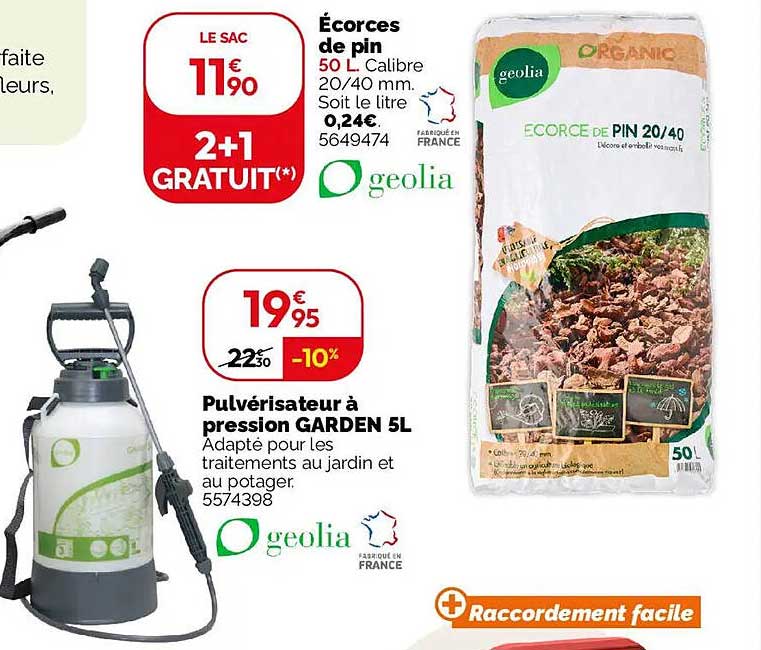 Écorces de pin 50 L Calibre 20/40 mm. Soit le litre 0,24€