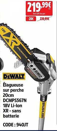 Élagueuse sur perche 20cm DCMPS567N 18V Li-ion XR - sans batterie