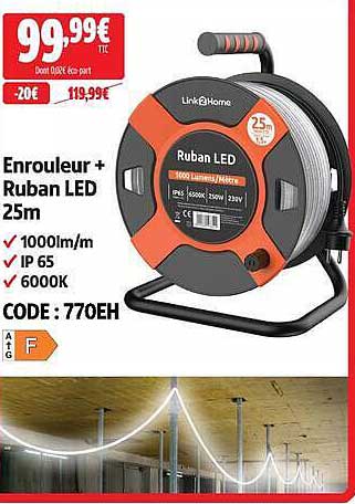 Enrouleur + Ruban LED 25m