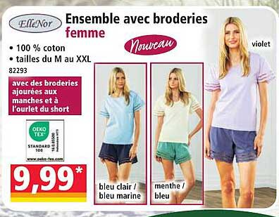 Ensemble avec broderies femme