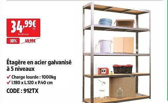 Étagère en acier galvanisé à 5 niveaux