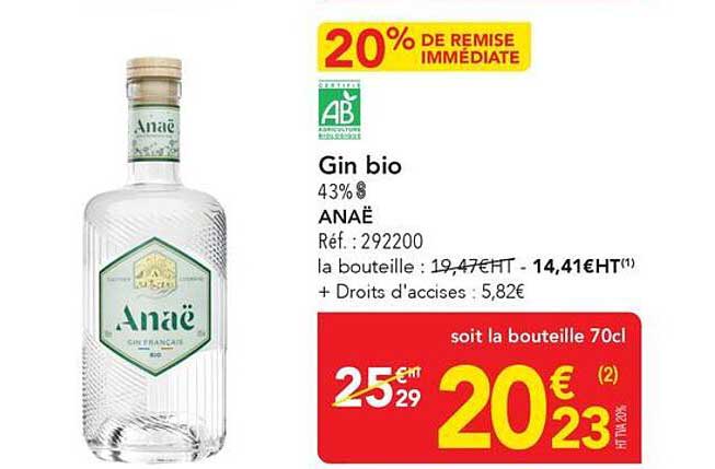 Gin bio 43% ANAÉ