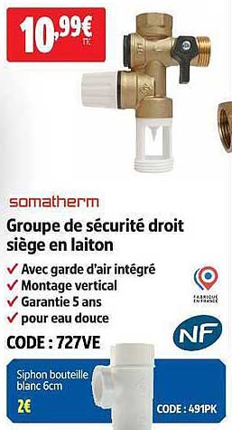 Groupe de sécurité droit siège en laiton