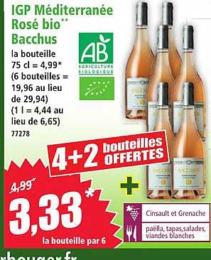 IGP Méditerranée Rosé bio* Bacchus