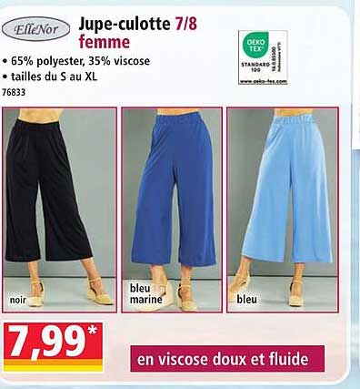 Jupe-culotte 7/8 femme