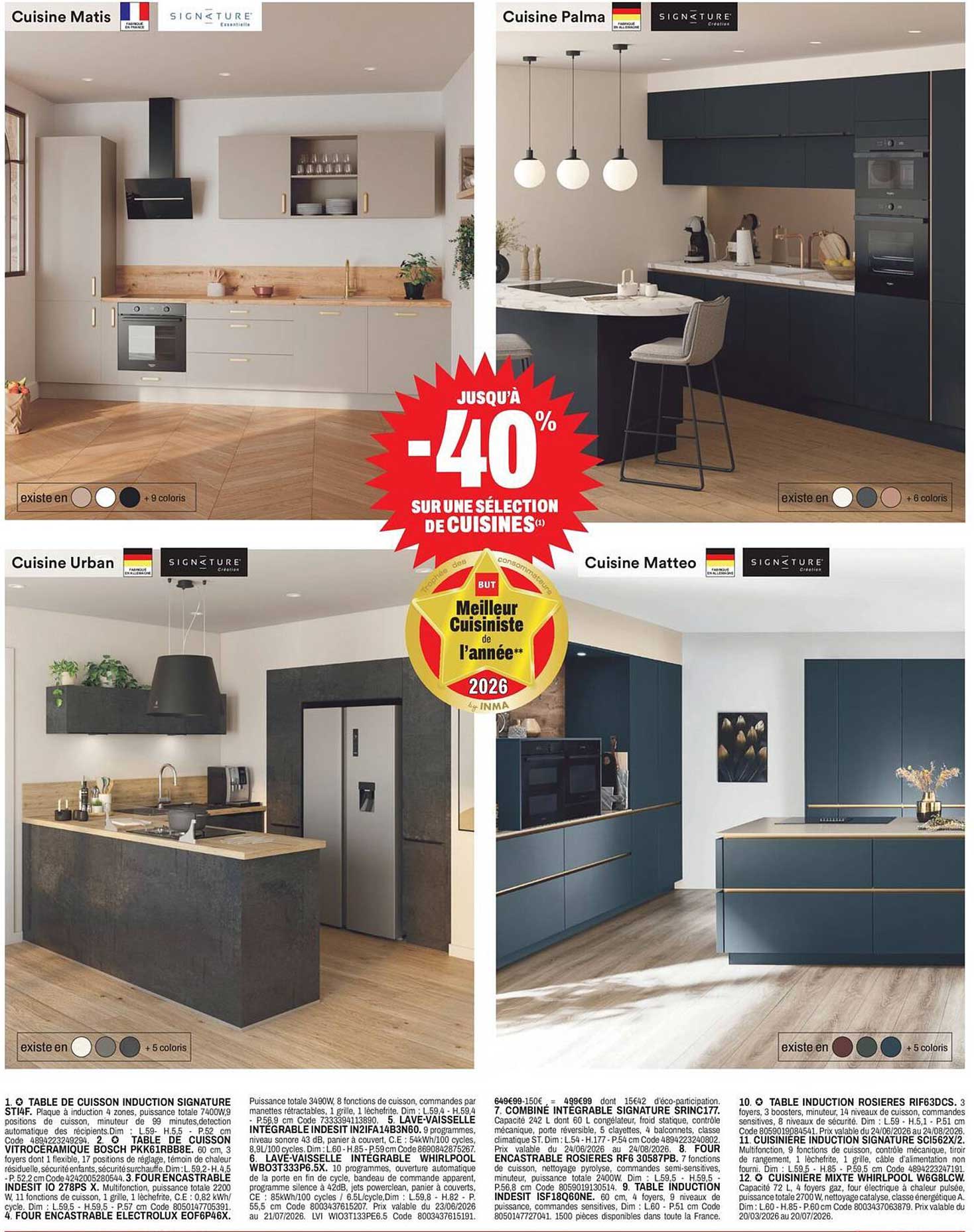 JUSQU'À -40% SUR UNE SÉLECTION DE CUISINES