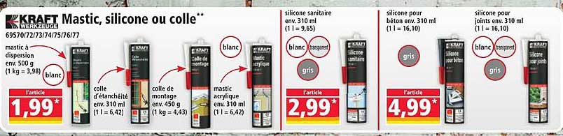 KRAFT Mastic, silicone ou colle**