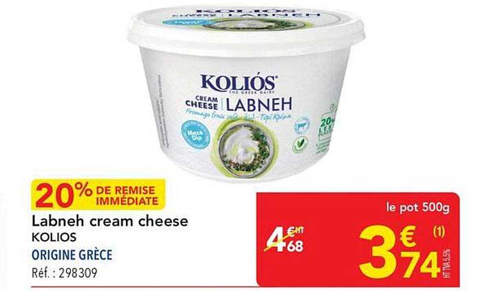Labneh cream cheese KOLIOS ORIGINE GRÈCE Réf. : 298309