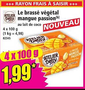 Le brassé végétal mangue passion au lait de coco NOUVEAU