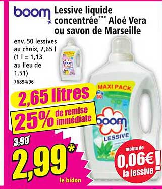 Lessive liquide concentrée « Aloe Vera ou savon de Marseille »