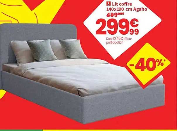 Lit coffre 140x190 cm Agaho