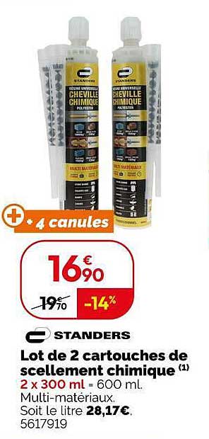 Lot de 2 cartouches de scellement chimique