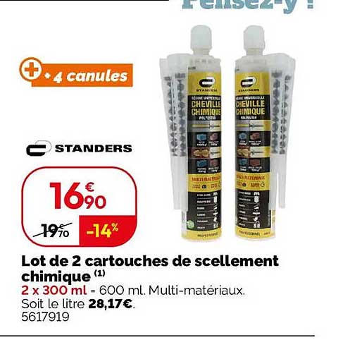 Lot de 2 cartouches de scellement chimique