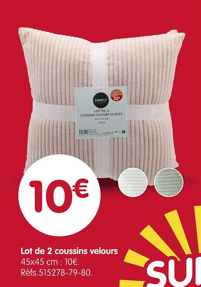 Lot de 2 coussins velours