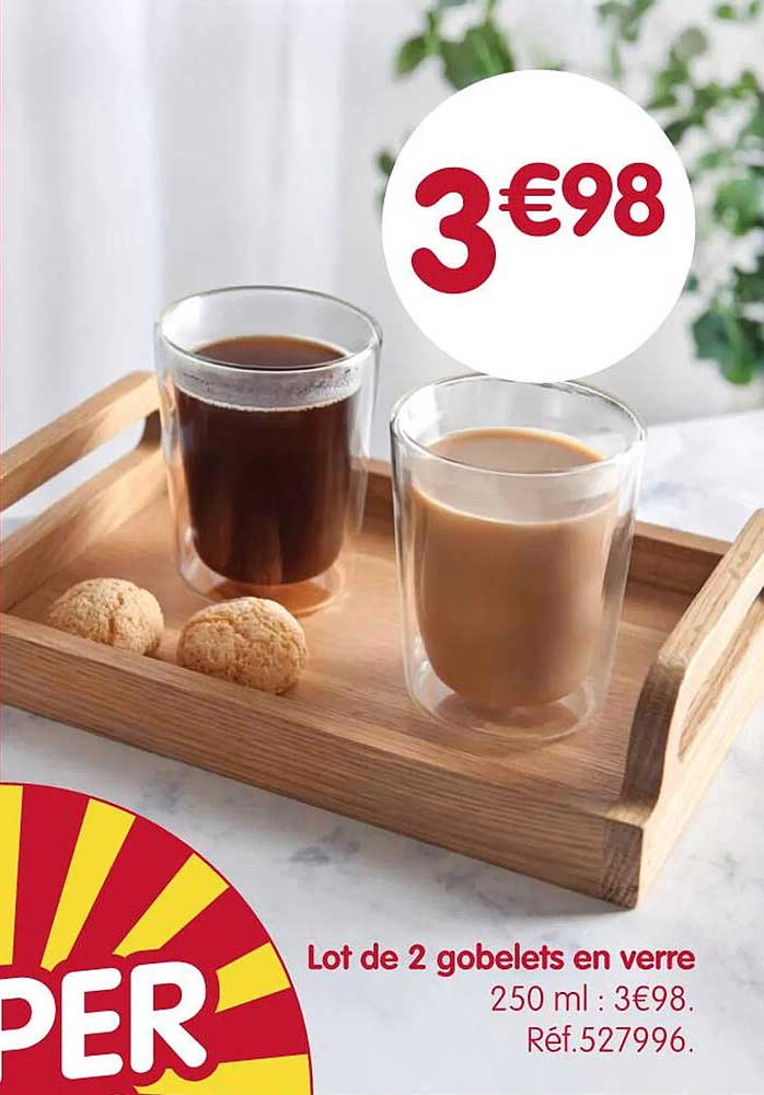 Lot de 2 gobelets en verre