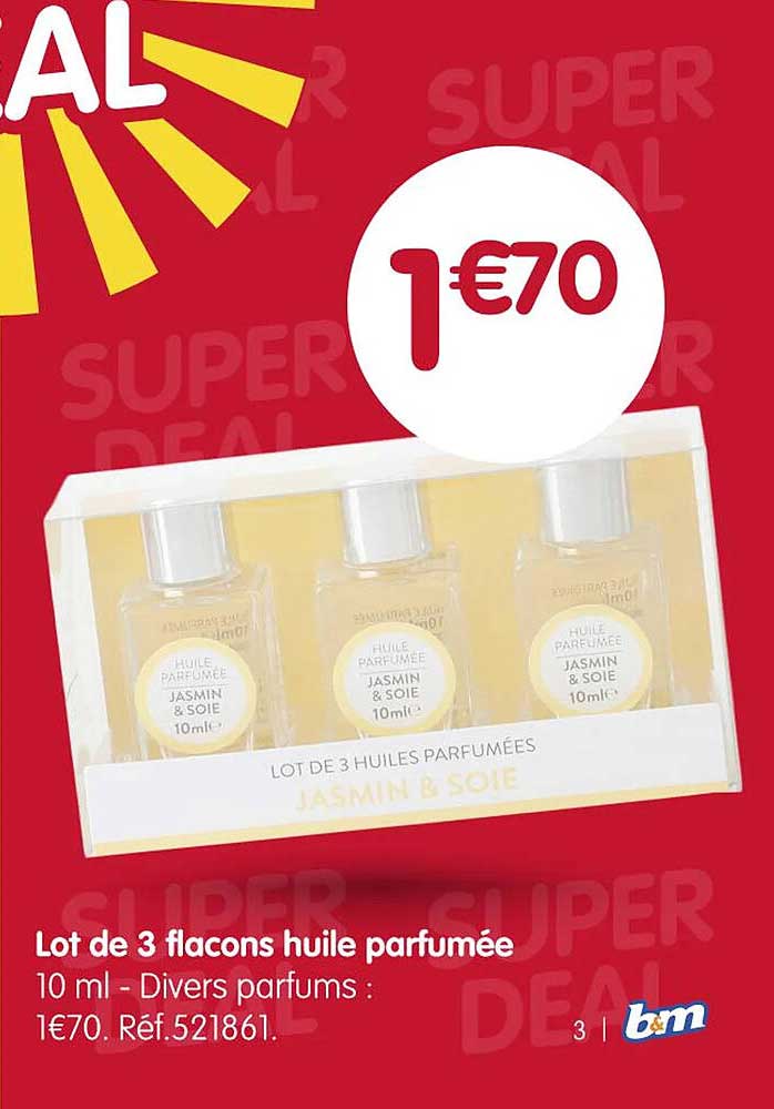 Lot de 3 flacons huile parfumée
