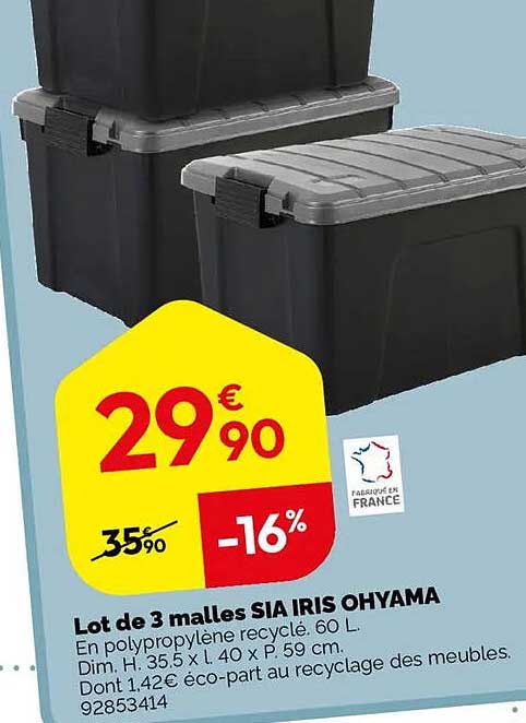 Lot de 3 malles SIA IRIS OHYAMA