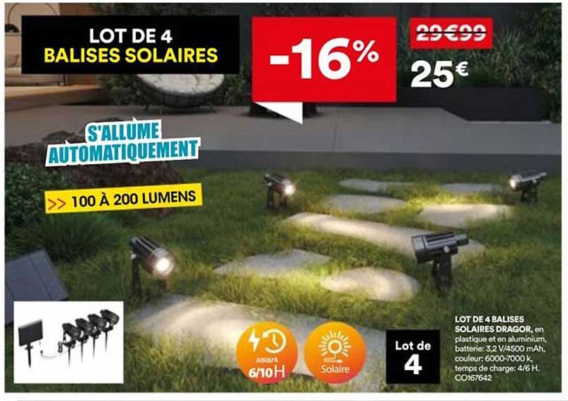 LOT DE 4 BALISES SOLAIRES