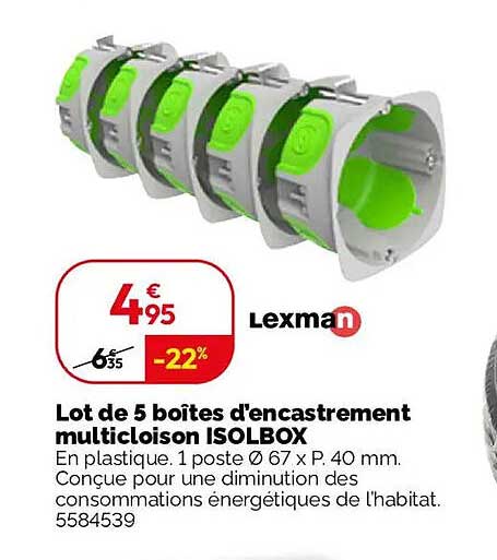Lot de 5 boîtes d'encastrement multicl… ISOLOBOX