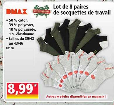 Lot de 8 paires de socquettes de travail