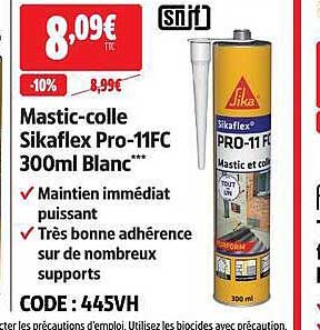 Mastic-colle Sikaflex Pro-11FC 300ml Blanc