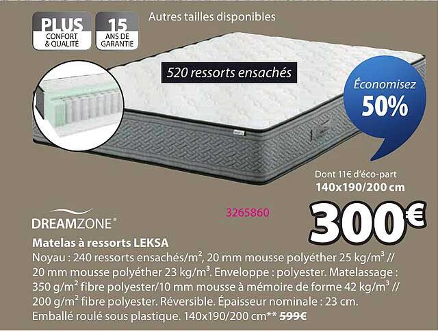Matelas à ressorts LEKSA