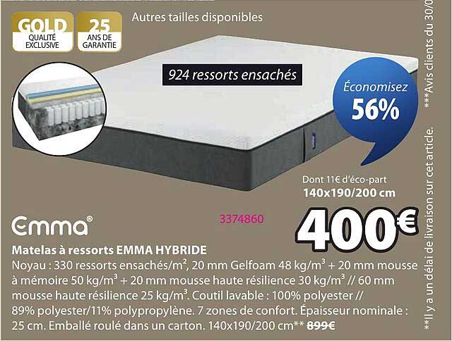 Mattelas à ressorts EMMA HYBRIDE