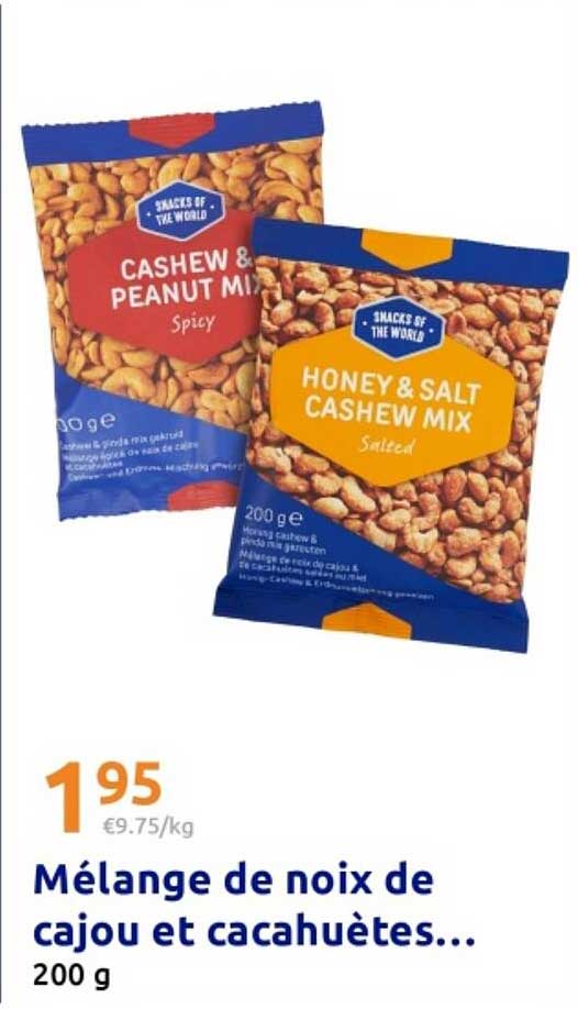 Mélange de noix de cajou et cacahuètes...