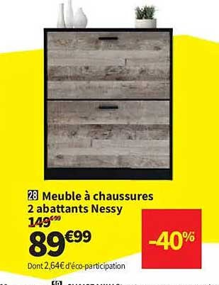 Meuble à chaussures 2 abattants Nessy