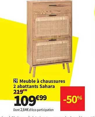 Meuble à chaussures 2 abattants Sahara