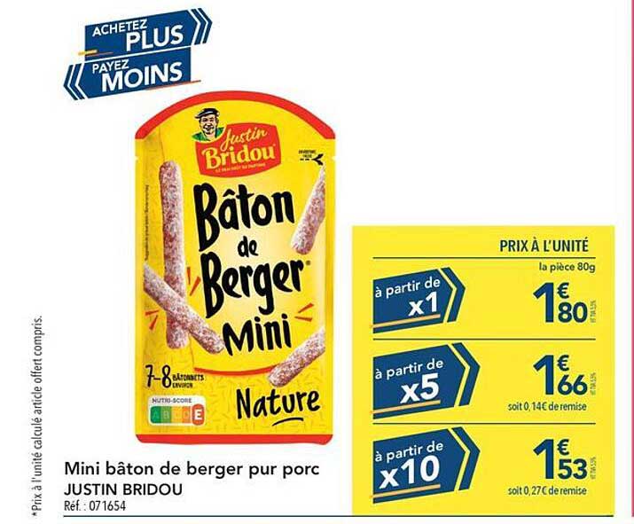 Mini bâton de berger pur porc JUSTIN BRIDOU