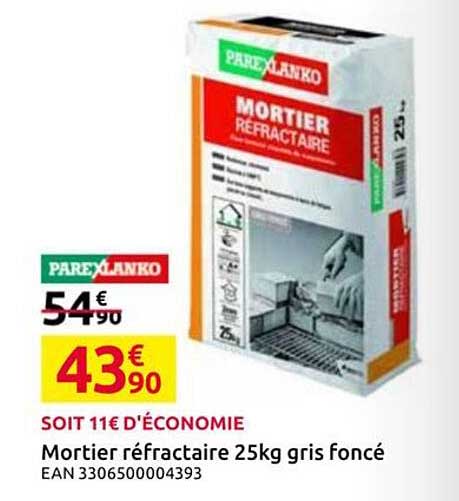 Mortier réfractaire 25kg gris foncé